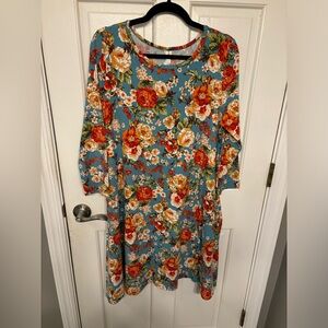 Honey & Lace Teal Green Floral Long Sleeve Dress with Pockets
Size Large